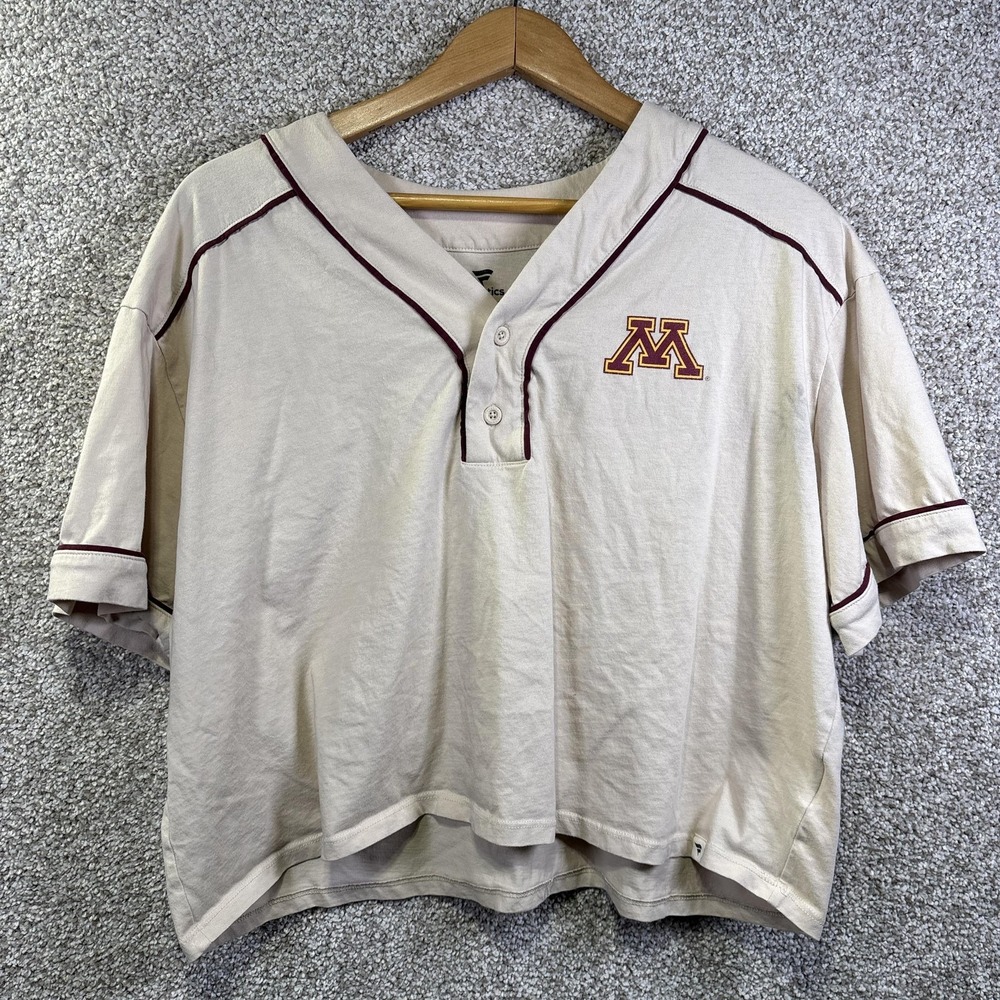 Minnesota Golden Gophers Shirt Womens XL Beige NCAA Football Fanatics Henley
